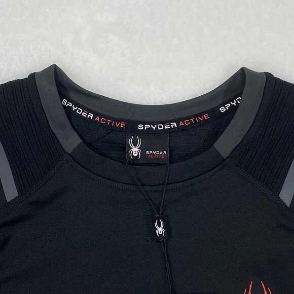 Spyder Shirt Mens Small Black Crew Neck Pullover Activewear Long Sleeve Stretch - Picture 5 of 8